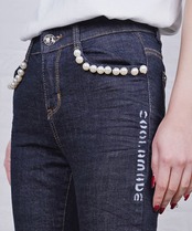 【ATELIER LINE】パール×ペイントウエストゴムスキニーデニム　CQ-48086H
