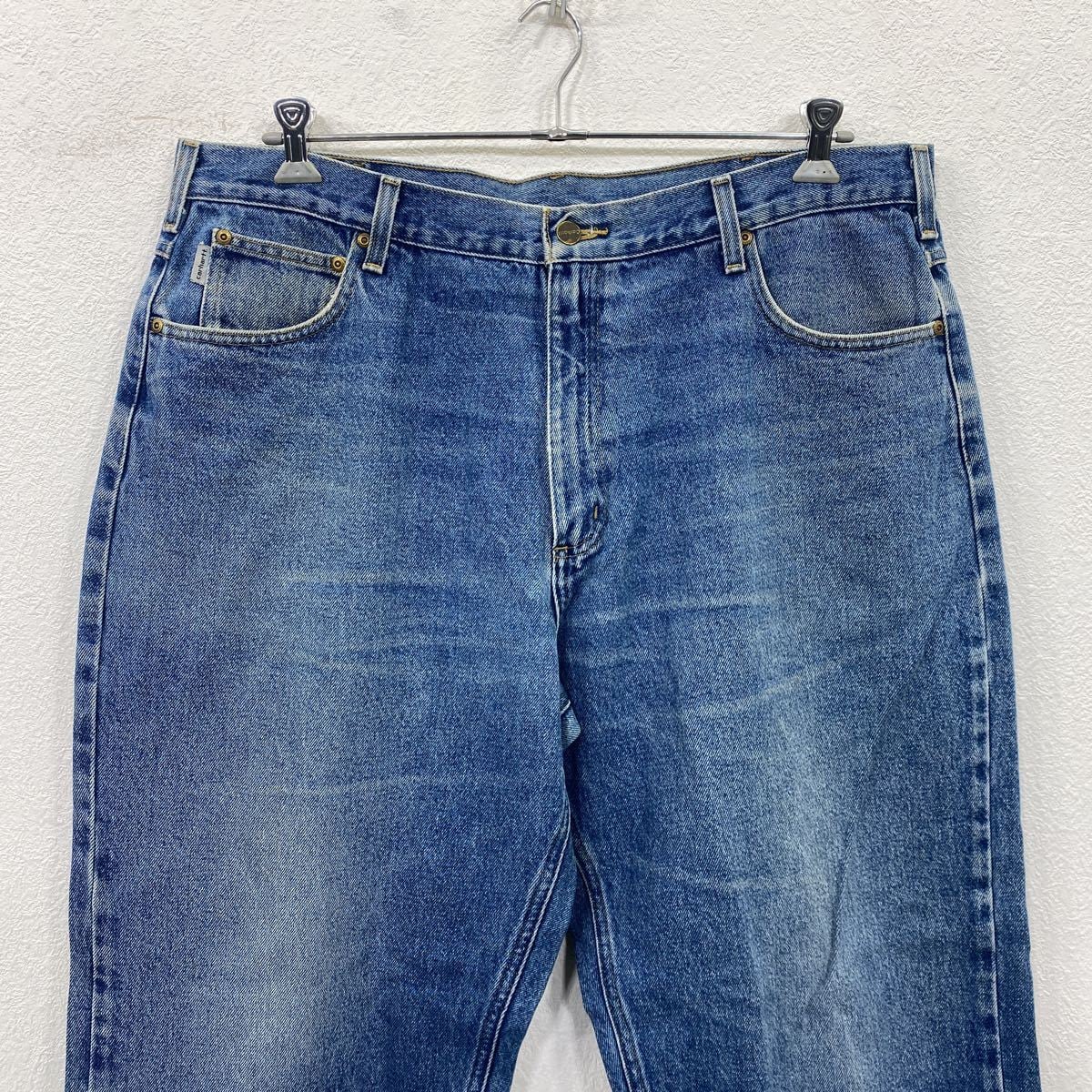 【1812】US古着 海外規格90s カーハート デニムパンツ carhartt - 90s 古着 カーハート USA製 革タグ デニム バギーパンツ
