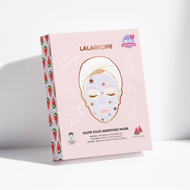 【j0003-5】[LALARECIPE] 5枚 Glow Face Moisture Mask / ララレシピ グロウフェイスモイスチャーマスク