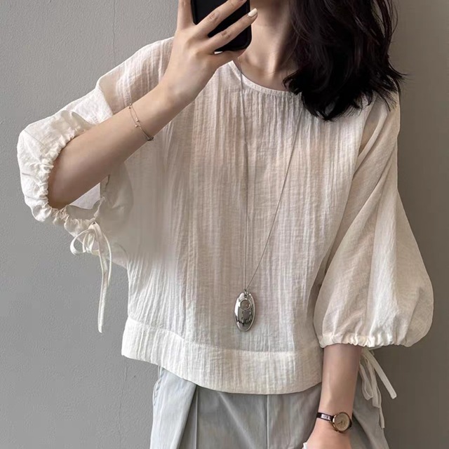 ボリューム袖スリーブブラウス　0043