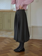 Bouton Wool Blend Pleated Balloon Skirt F0857