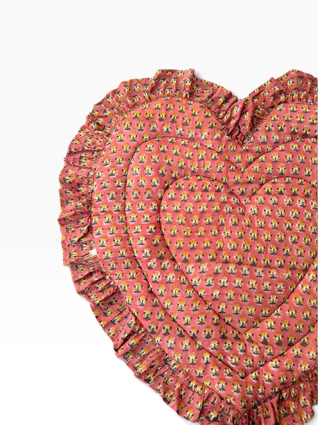 Baby Play Mat Heart Frill -Regular Size Pink Type-Vintage Coral【saruche】 Baby Play Mat Heart Frill -Regular Size Pink Type-Vintage Coral【saruche】