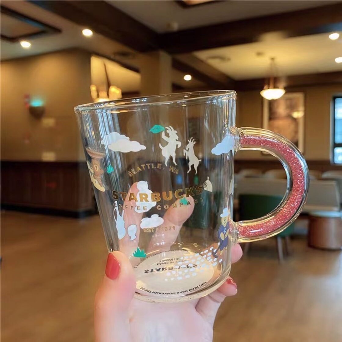 コースター付き！ベアリスタ ガラス マグカップ タンブラー 台湾 
