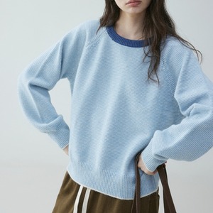 contrast color round neck stripe sweater