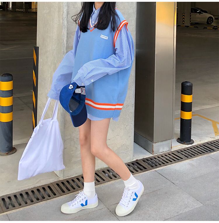 送料無料 アメリカンスクールガール 2点セット セットアップ オーバーサイズ ベスト ストライプ柄 シャツ Lamitte Deco トレンド 韓国ファッション ショップ Base店 送料無料 アメリカンスクールガール 2点セット セットアップ オーバーサイズ ベスト ストライプ柄 シャツ Lamitte Deco トレンド 韓国ファッション ショップ Base店