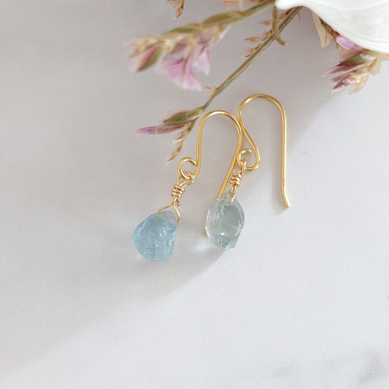 モスアクアマリン ピアス No.3(イヤリング交換可能)