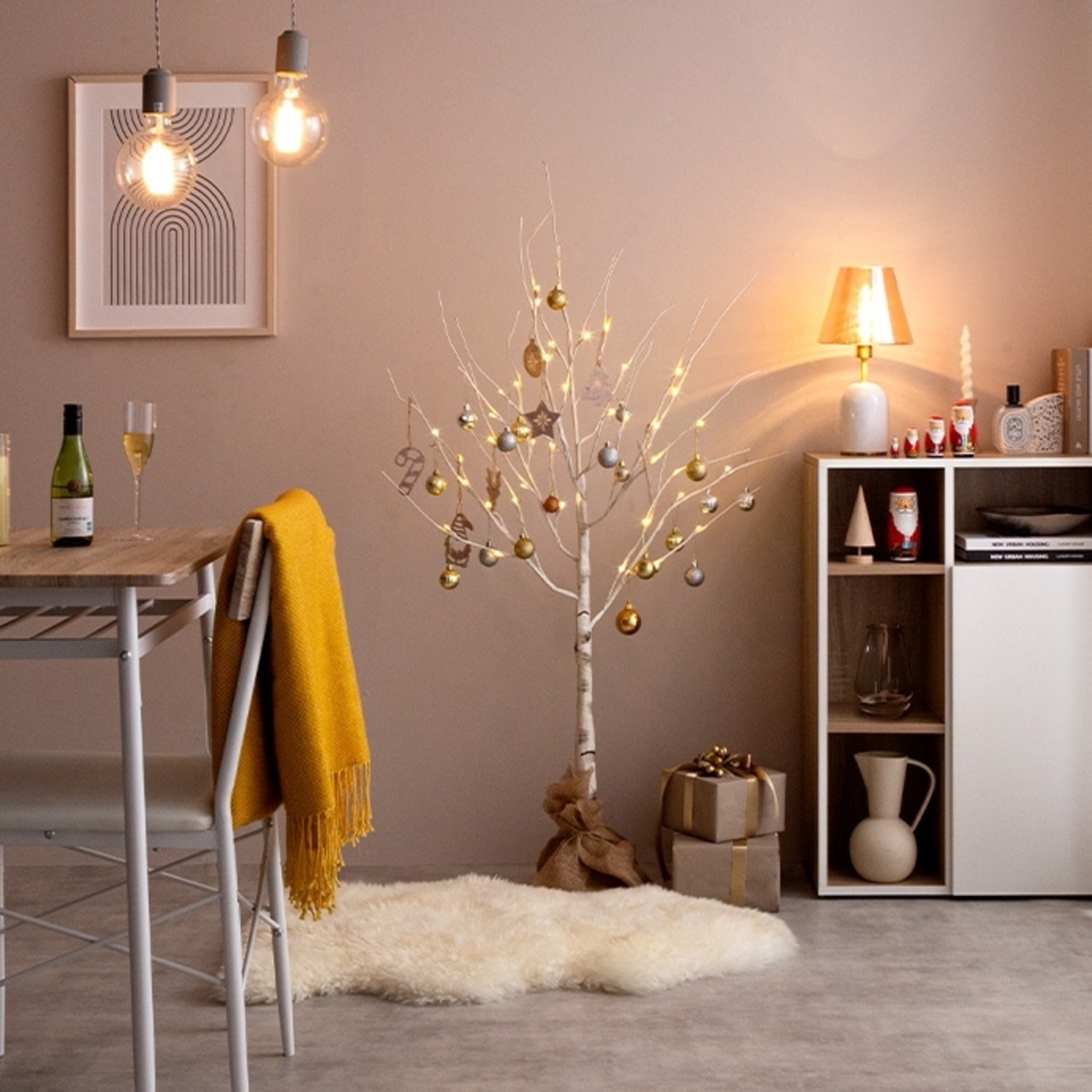 【高さ120cm】白樺風ツリー LED コンセント式