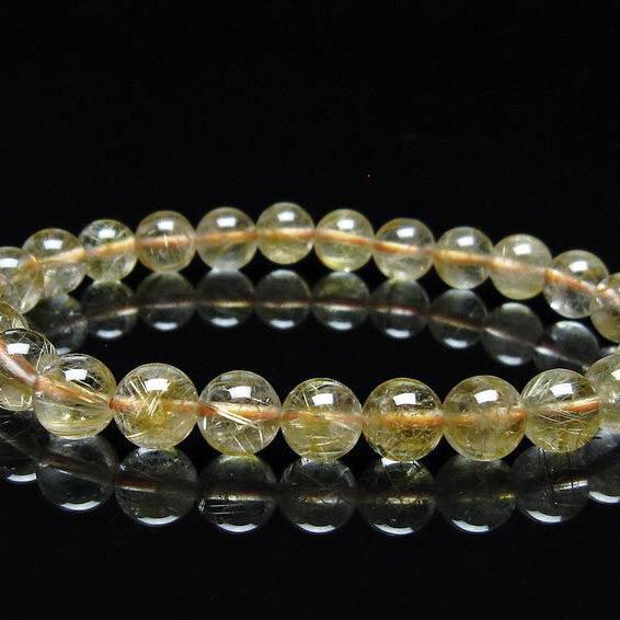 タイチンルチルクォーツ ブレスレット 7mm ルチルクォーツ ブレス 一点物  111-41636