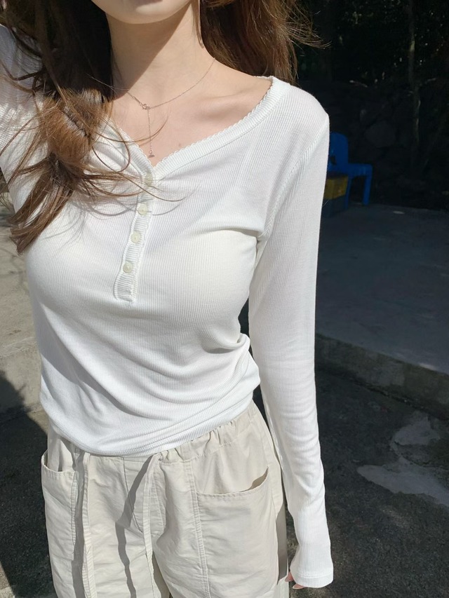 (vegetable) river button tee / 3color
