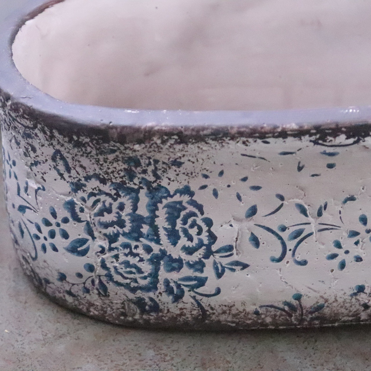 植木鉢　アンプリメフルールオーバルL｜陶器　シャビーシック　寄せ植えして飾ると素敵なガーデンになる　16237