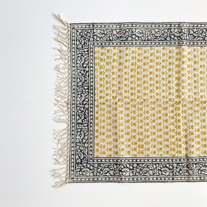 Hand-woven block print rug mat