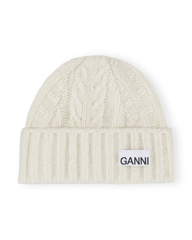 【GANNI】REGULAR WOOL CABLE BEANIE