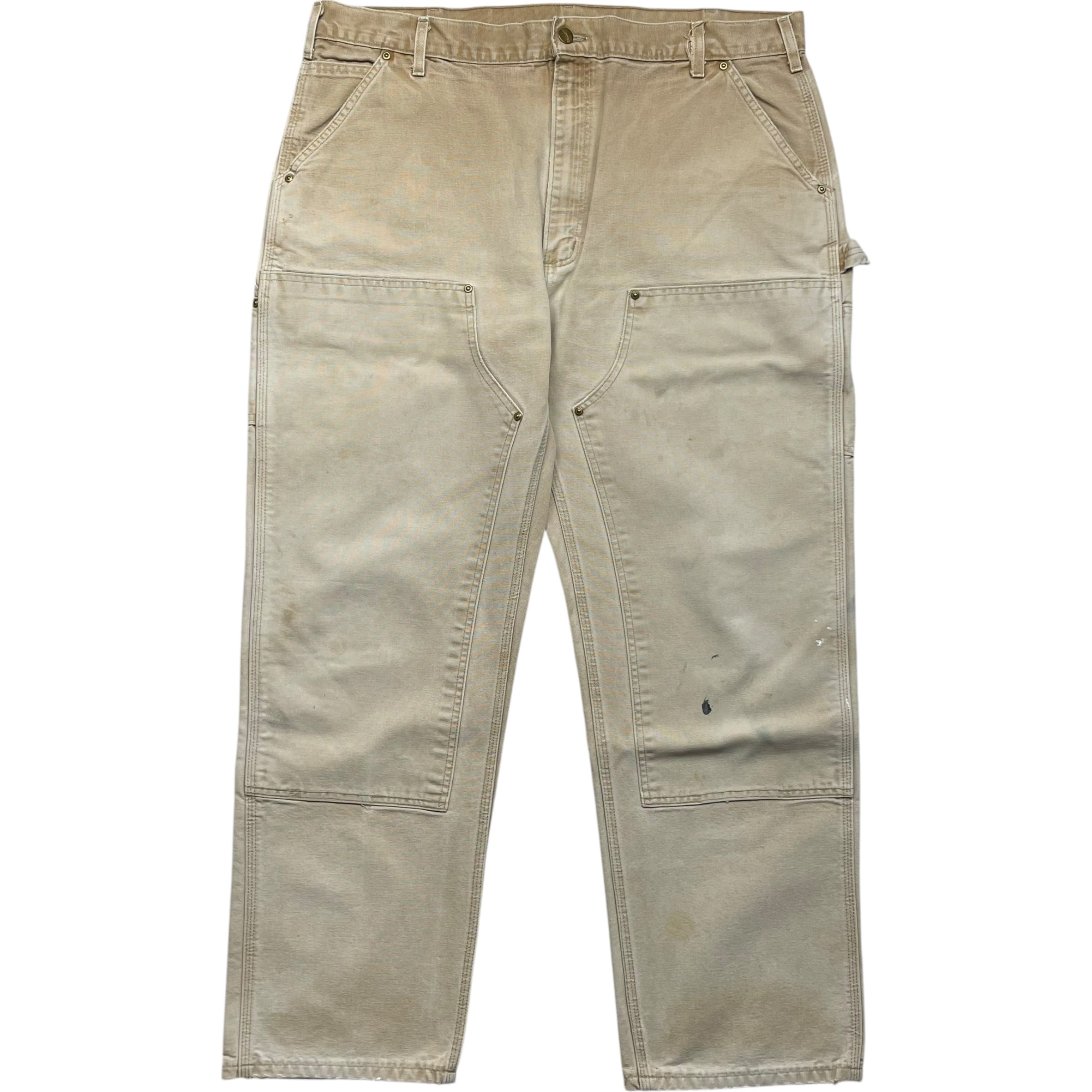 《実寸W39L31》Carhartt カーハート ダブルニー ワークパンツ ペインターパンツ 色落ち ブラウン USA製 no.9366