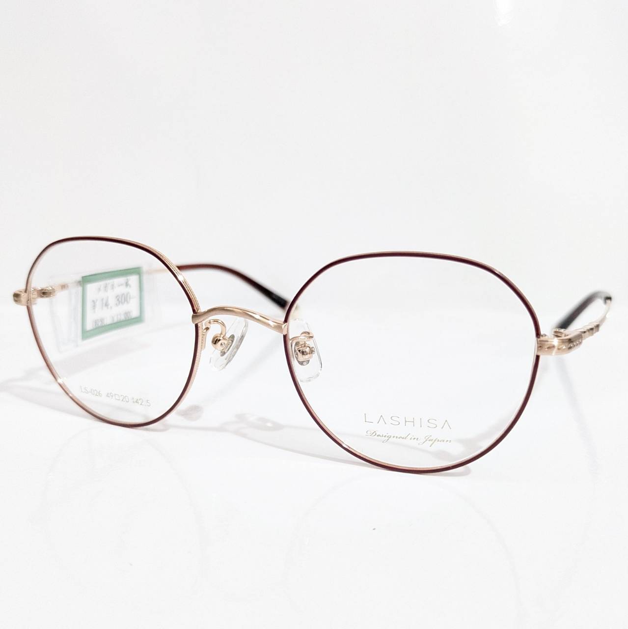 【LASHISA】ボストンメタルフレーム ゴールド