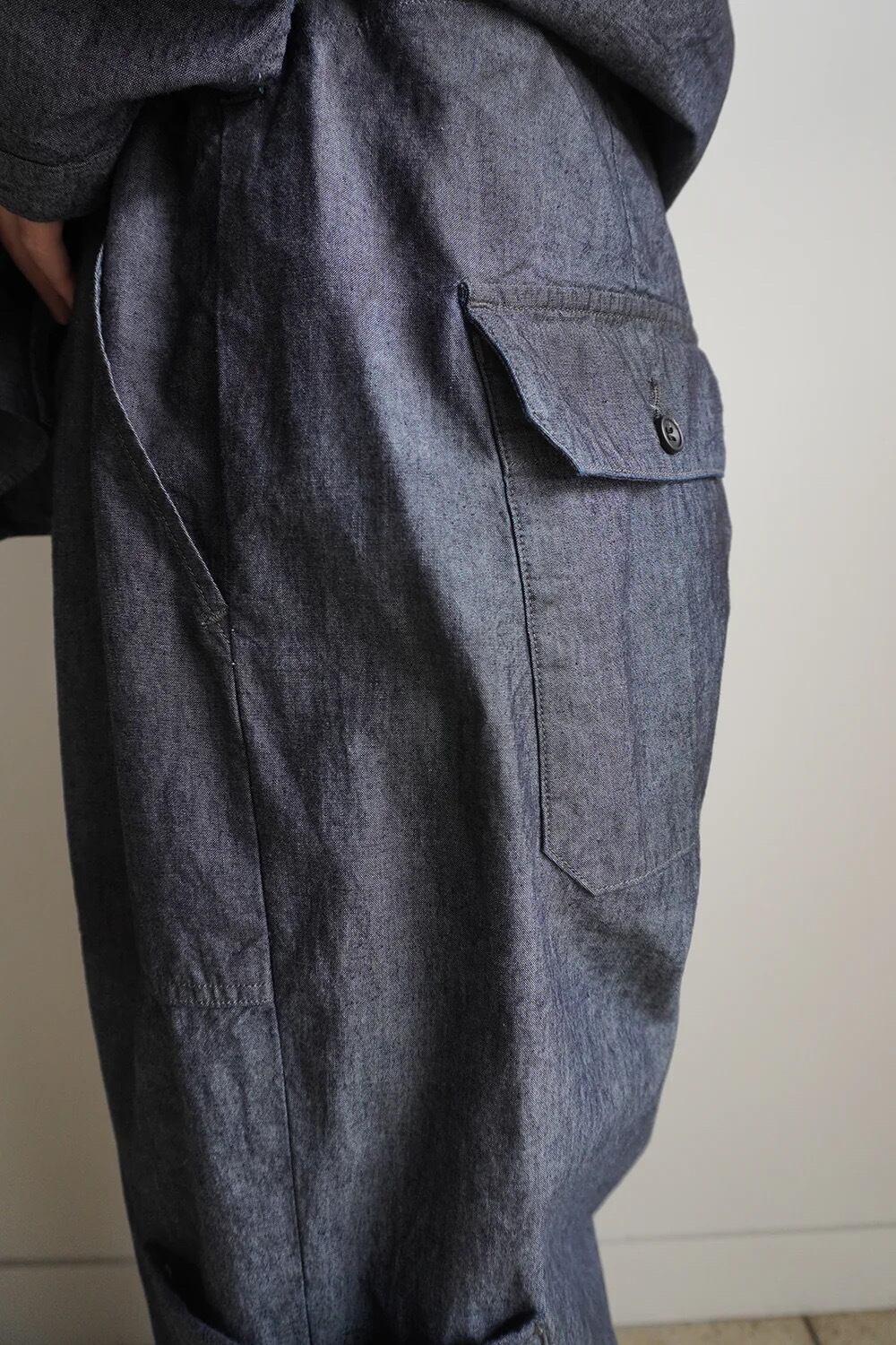 24SS】ANCELLM CHAMBRAY BAKER CARGO PANTS (INDIGO) ANC-TP41-B