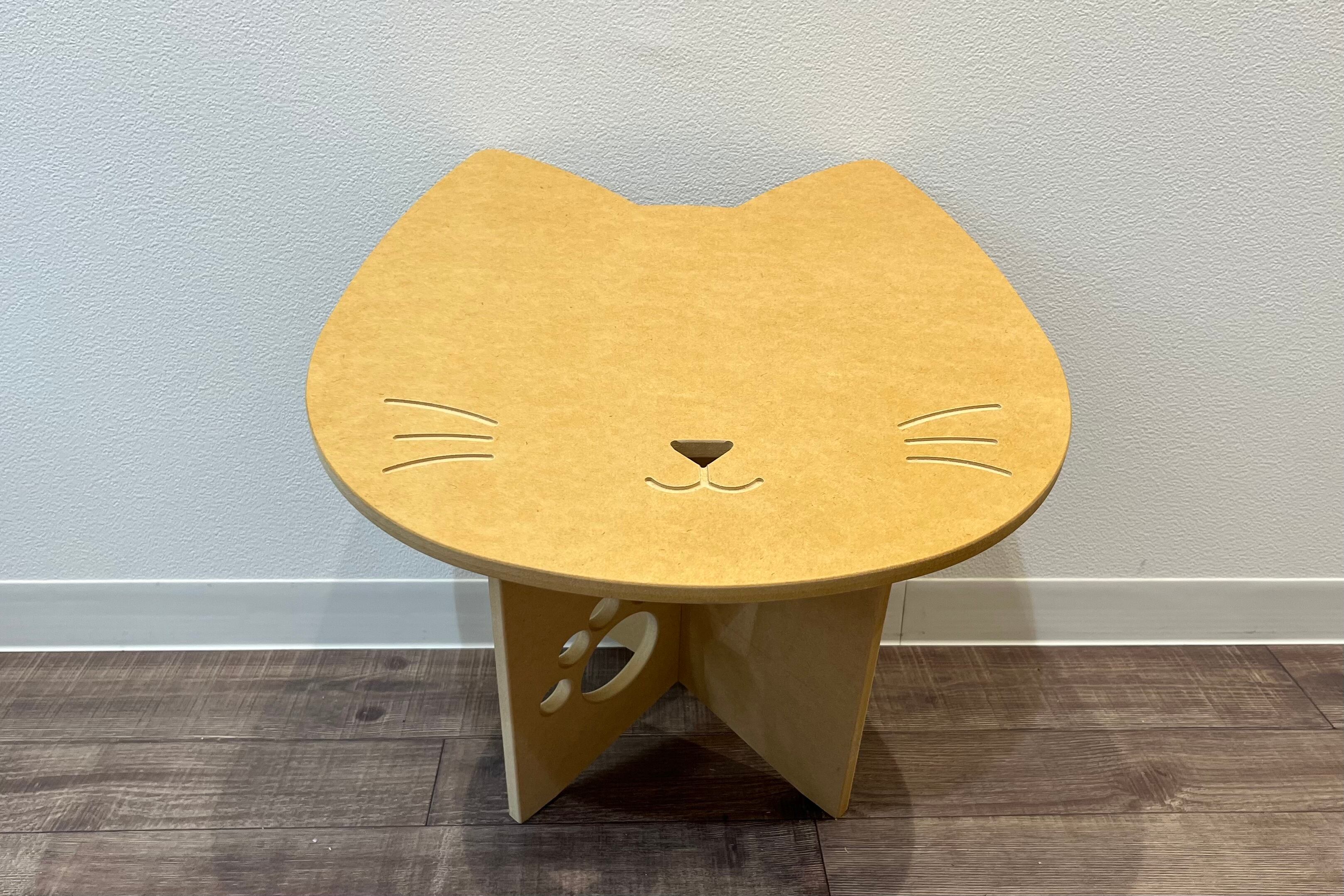 油絵　にゃんこ　にぎやかなテーブル にゃんこテーブル～顔Ver～（MDF） | 家具屋が作るにゃんこグッズ