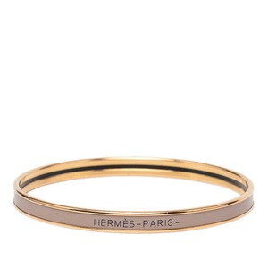 エルメス ユニ XS エナメルブレスレット バングル ベージュ系 ゴールド メッキ レディース HERMES 【中古】