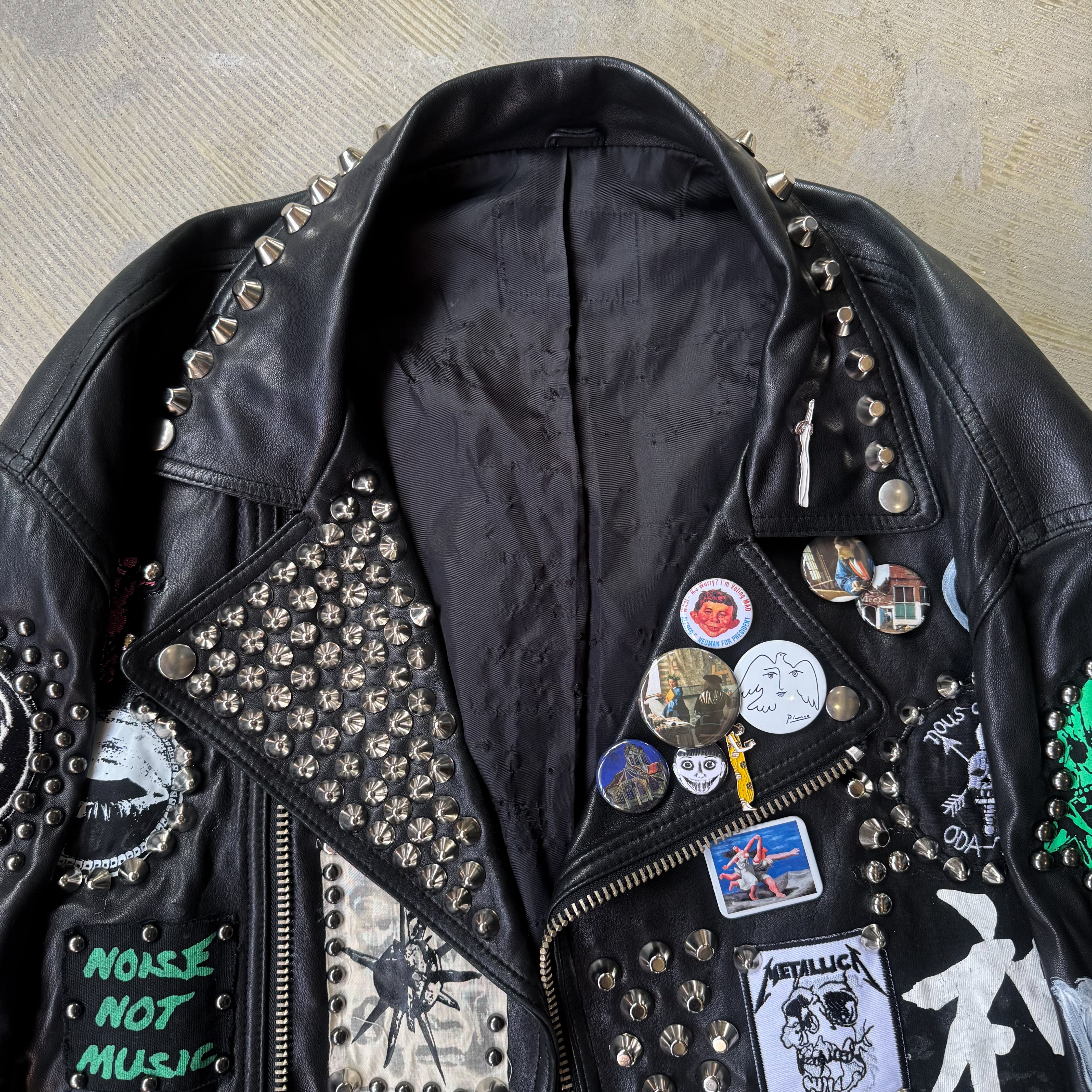 PAINT STUDDED CUSTOM LEATHER DOUBLE RIDERS JACKET / ペイント
