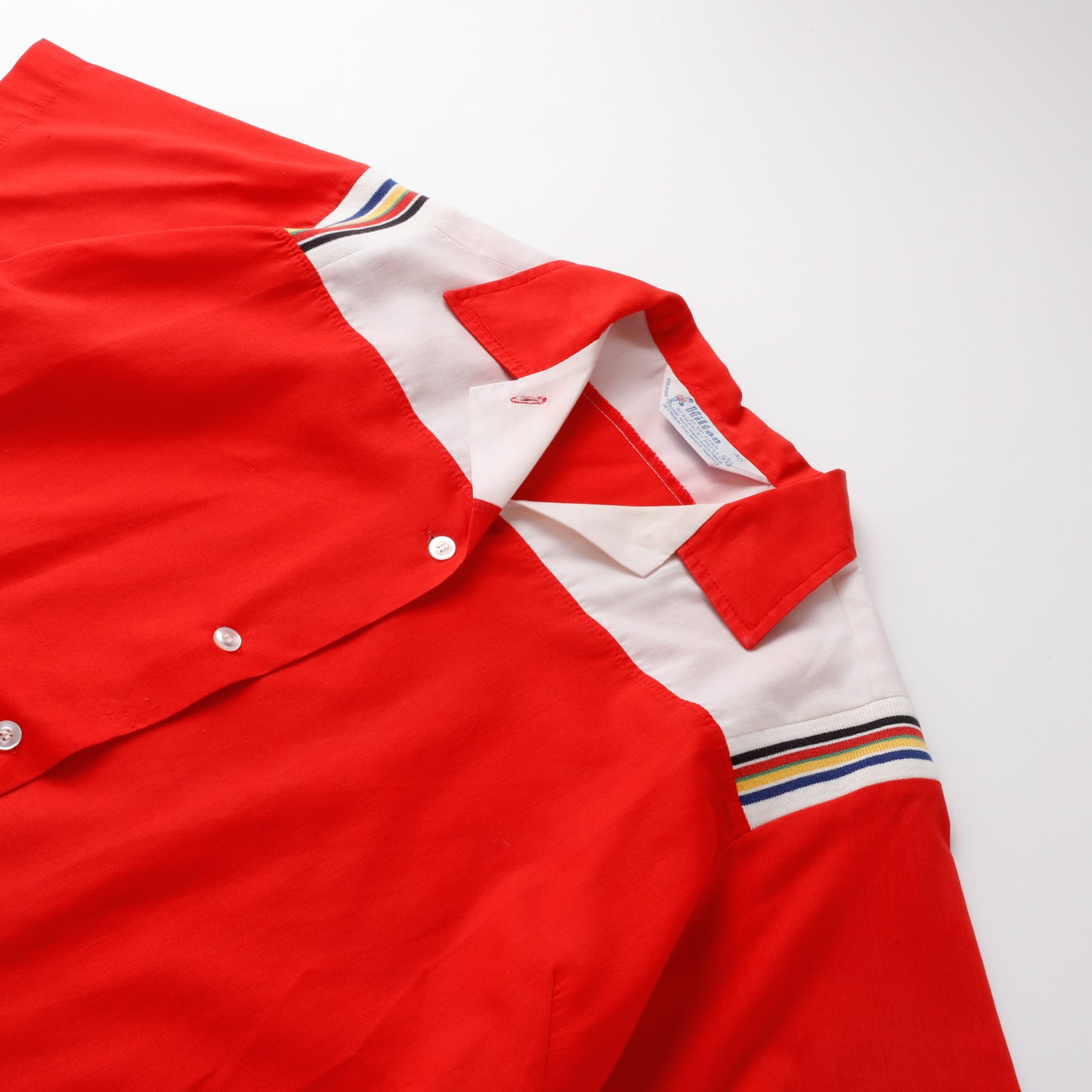 極美品】70s special Vintage bowling shirt open collar shirt RED S