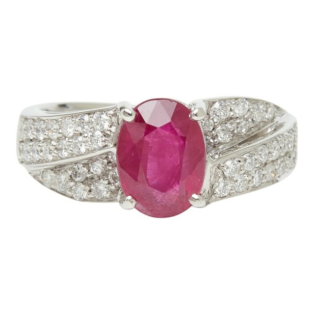 Pt900 プラチナ ルビー2.003ct ダイヤ0.53ct リング 指輪 レディース 12号 【中古】