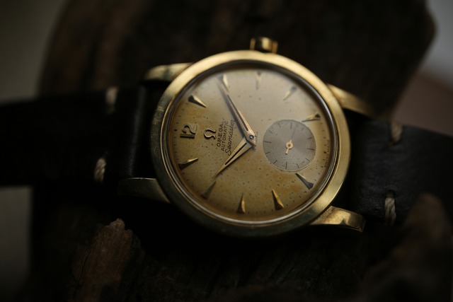 【OMEGA】 1953年製 オメガ 『シーマスター ファーストモデル』 後期 ”ポリッシュド・バブルバック” スモールセコンドタイプ アラビア×楔インデックス  ブラウン・エイジング 自動巻き GF OH済み / Vintagewatch / Seamaster / Cal.344