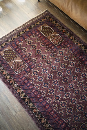 【577】Vintage Afghan Maliki family Baluch rug 1960's