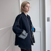 W zip フリンジツイルデニムオーバーJK/インディゴ