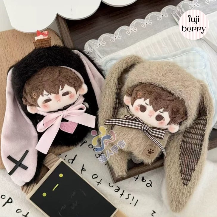 【10cmぬい服】ロングうさ耳のもふもふコーデ 着せ替えぬいぐるみ 棉花娃娃用お洋服|fuji berry
