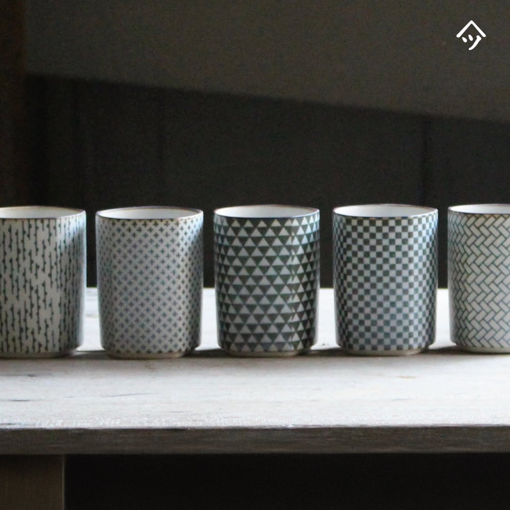 小紋茶器 五角湯呑 檜合わせ | yamatsu