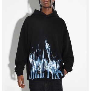 【DRIP3288】DCTY Real Flame Logo Print Frayed Hoodie