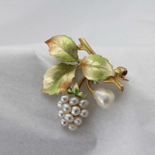 Bijoux Art-Nouveau Newark Enamel & Pearl Gold Brooch
