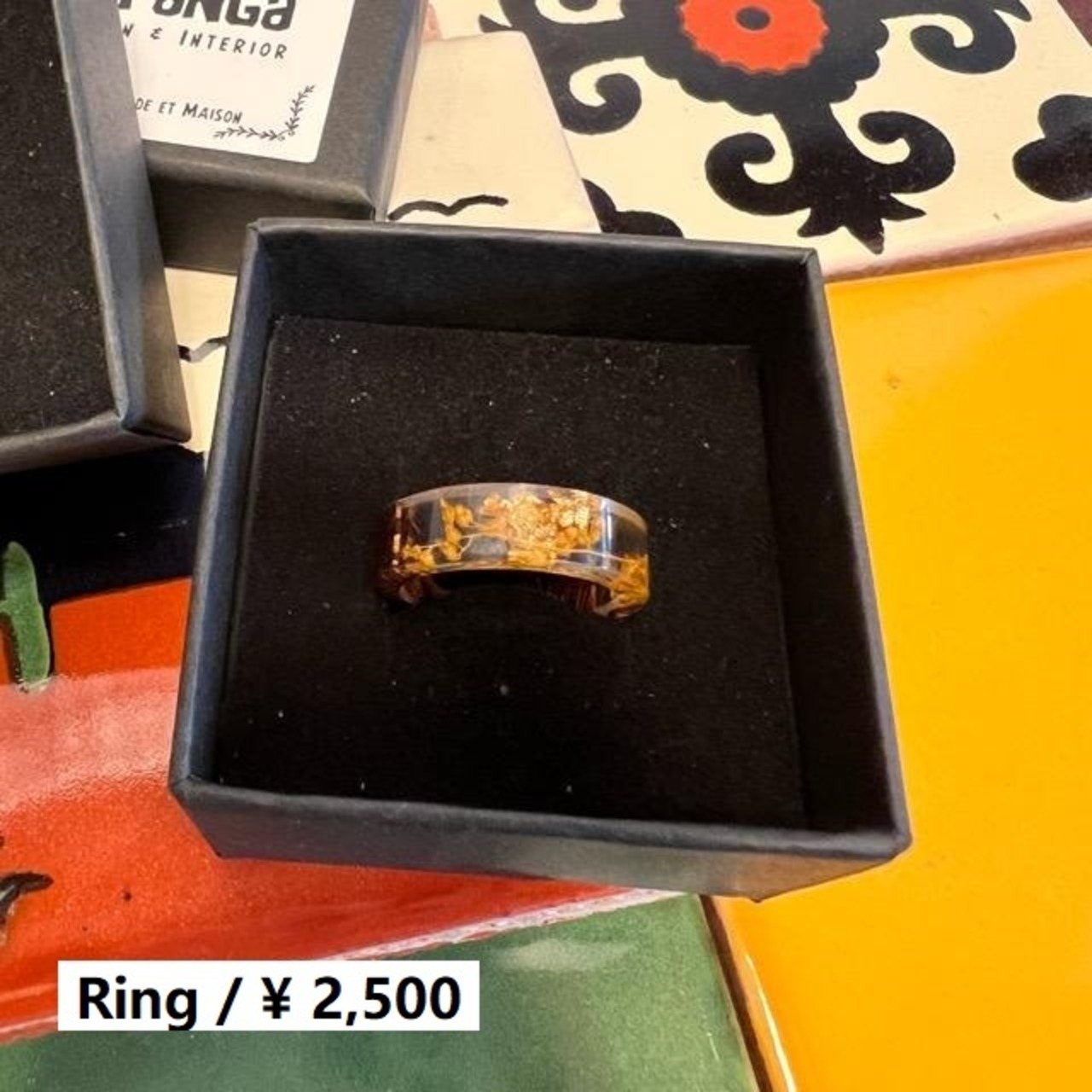 TOPANGA Jewelry 　クリア＆ウッドデザインリング　オレンジ　14号　18号　25号　ファッション　アクセサリー　ジュエリー　リング　小物　プレゼント