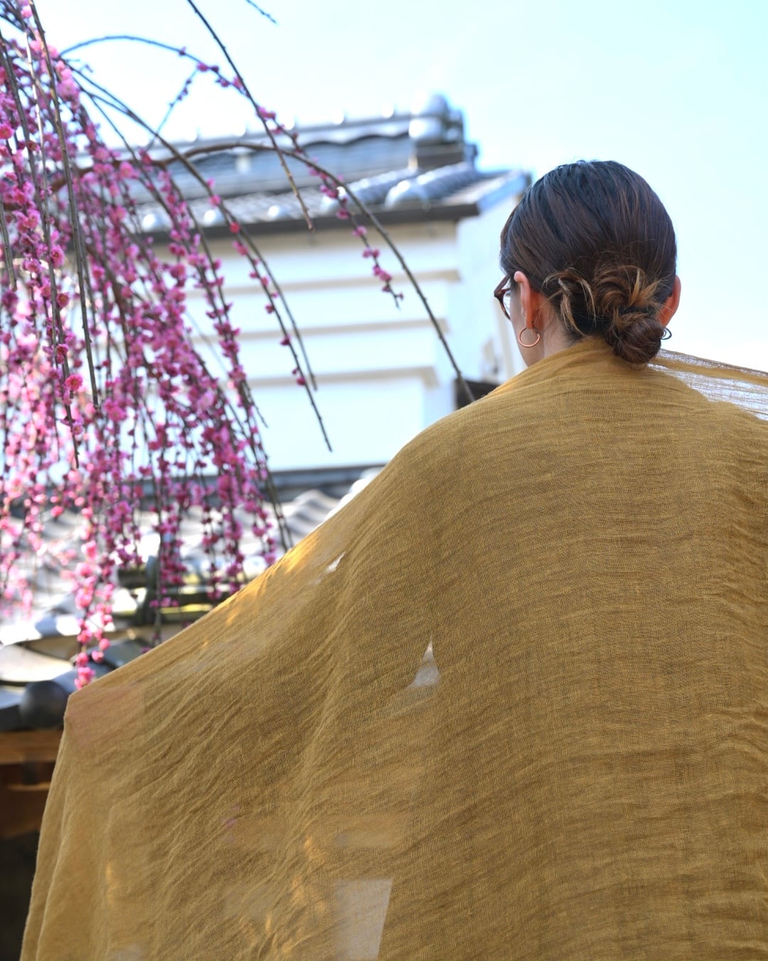 手染め 麻100% 大判麻布｜ミモザ（植物染め）｜futashiba248 Linen