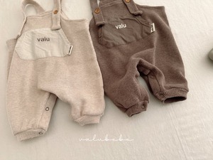 【valu bebe】ワッフルサロペット ココア 70〜80cm