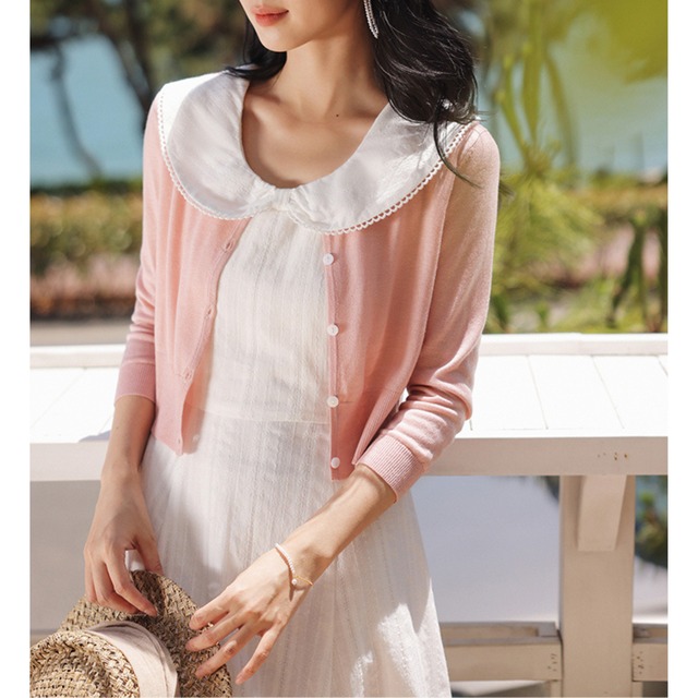 クルーネックフロントボタン留めカーディガン 00060