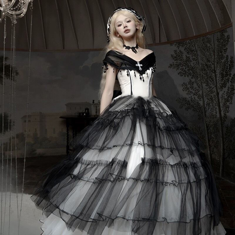 dolldoll ロリータ ブラックレースワンピース 地雷系ロリータ dolldoll ロリータ ブラックレースワンピース 地雷系ロリータ