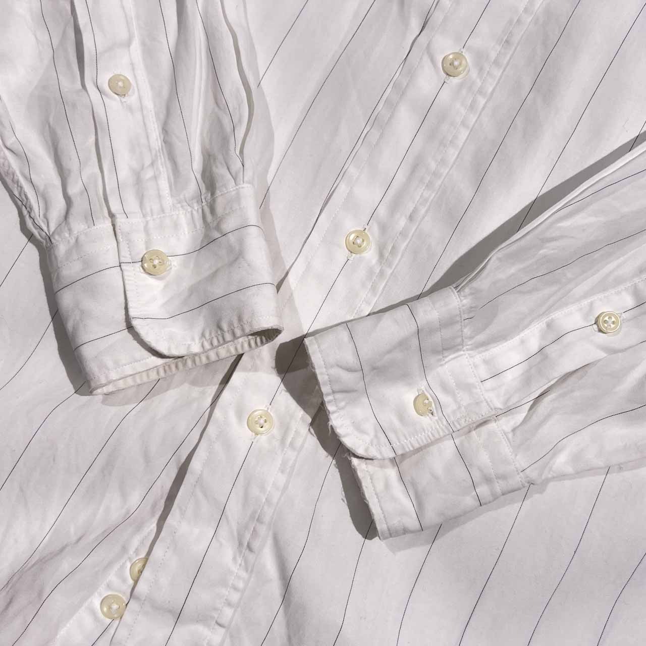 J.PRESS ジェイプレス ストライプ BD ボタンダウン 長袖シャツ/ホワイト メンズ