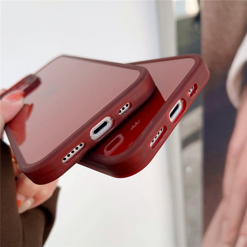 ワインレッド iPhone13ProMax 12Pro 11 XS 8Plusケース シンプル