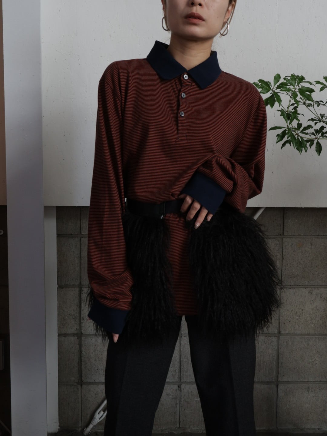 <vintage>over border cotton polo