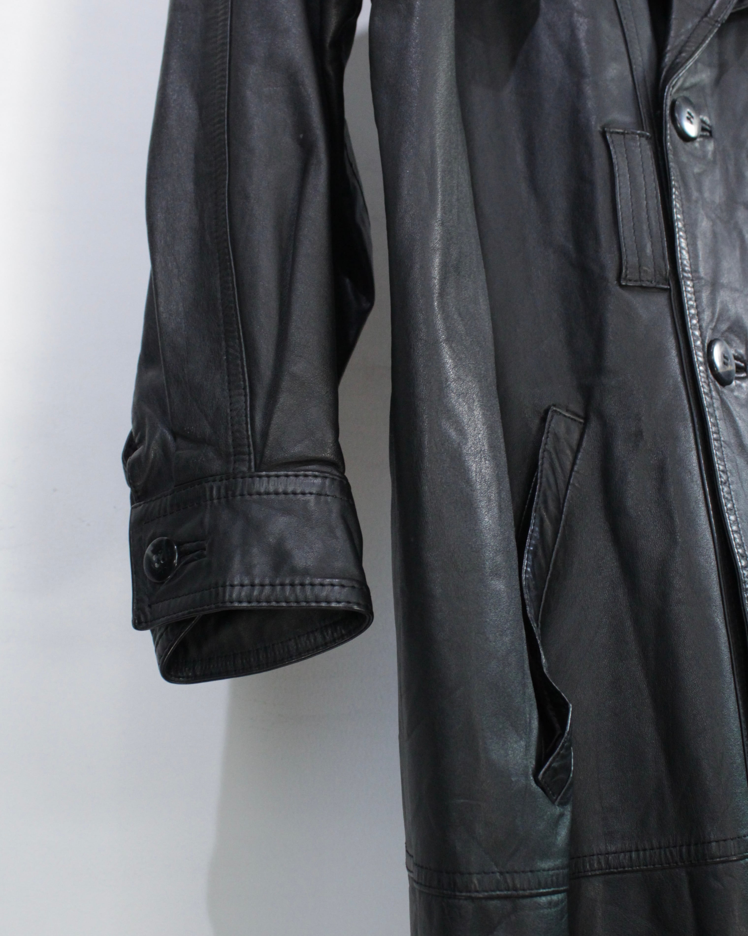 Caka BLACK】Vintage Loose Leather Trench Coat | Caka(カカ）下北沢