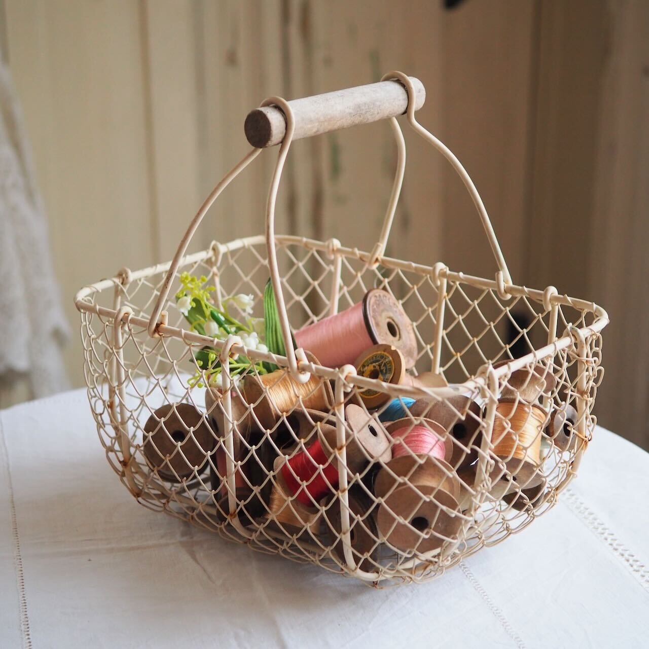 【Petite Chance】アンティークのアイアンバスケット