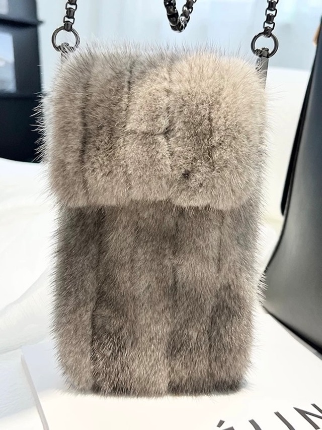 elegant fur shoulder chain bag