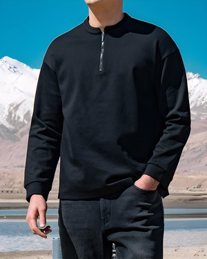 ハーフジップ スウェットシャツ 7色 E0093