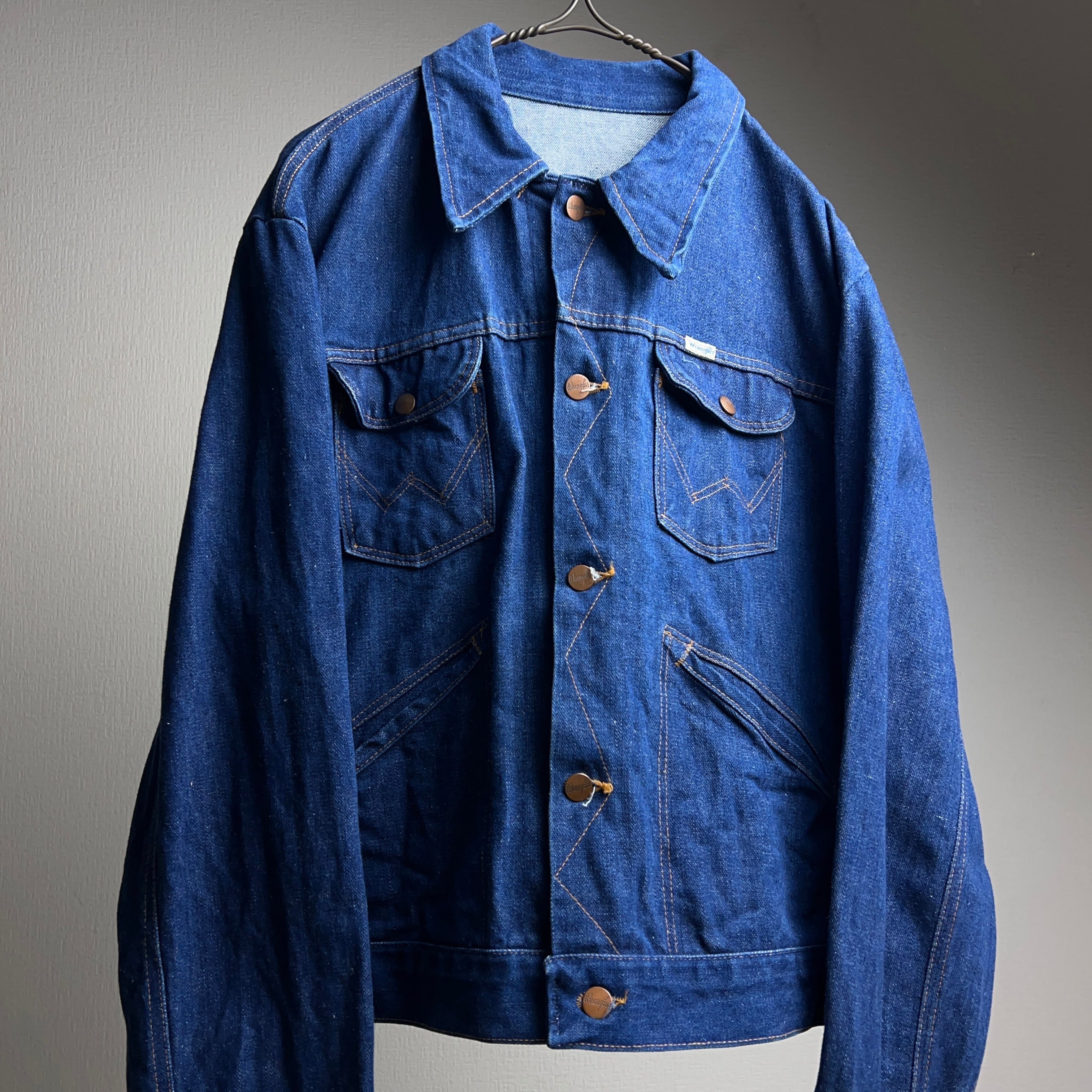 80's Wrangler Denim Jacket 80年代 ラングラー デニムジャケット 濃紺 ビッグサイズ  大きいサイズ【1000A219】【送料無料】