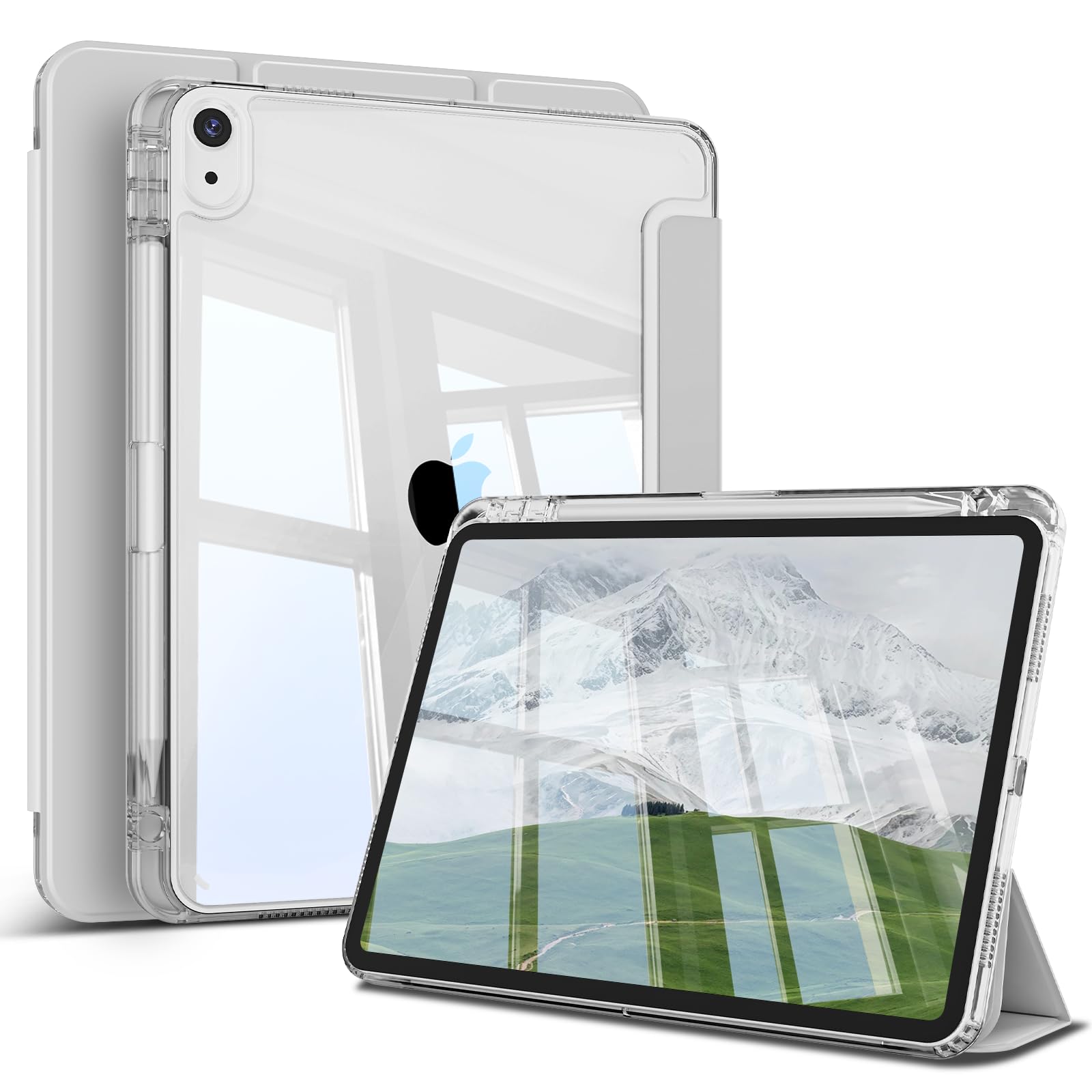 zoyu iPad Air 11インチ ケース (M4/M3/M2) iPad Air 第5/4世代 透明 ケース 10.9インチ グレー