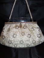 シルバービーズビィンテージバック　silver color bead vintage bag (made in Japan)(No41)