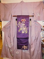 正山生紬付下訪問着 silk Kimono