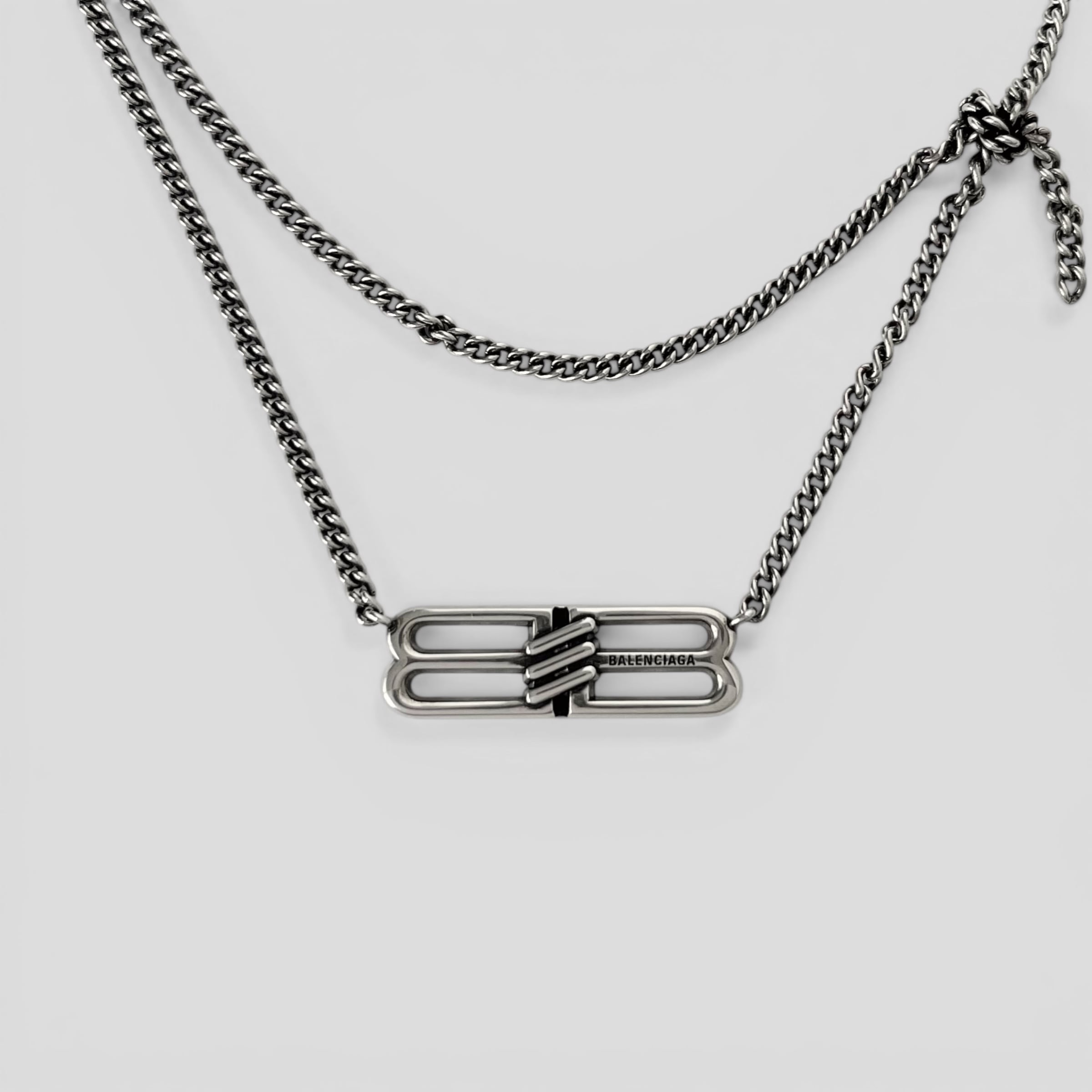 BALENCIAGA BB Icon Necklace Brass Antique Silver | BRAND RESORT