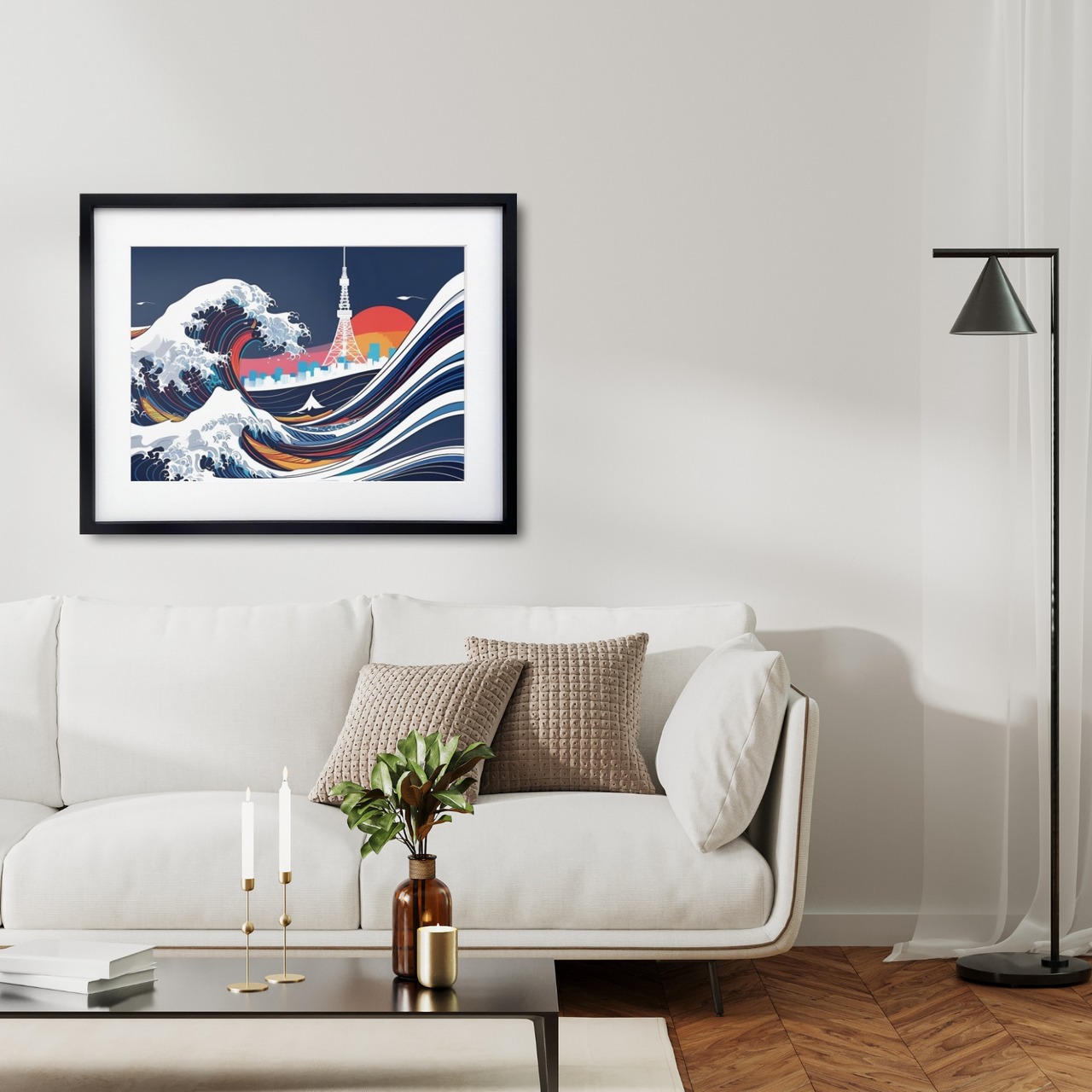 The Great Wave Urban ⅱ｜葛飾北斎の名作をモダンに再構築した和モダンアートポスター｜浮世絵の波が映える都会的インテリアに最適A3ポスター
