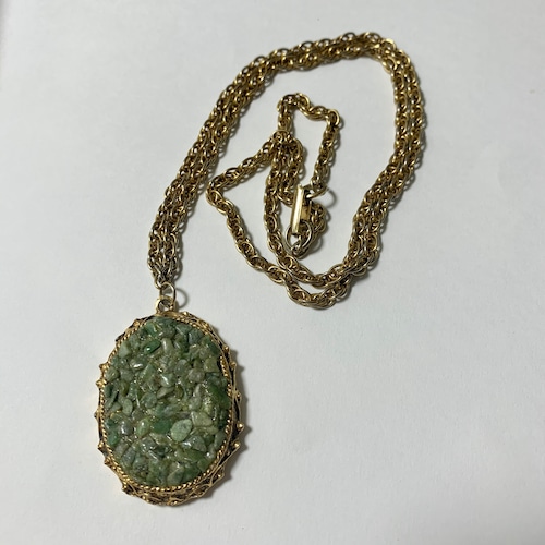 Vintage  BC Jade Chip Pendant Necklace